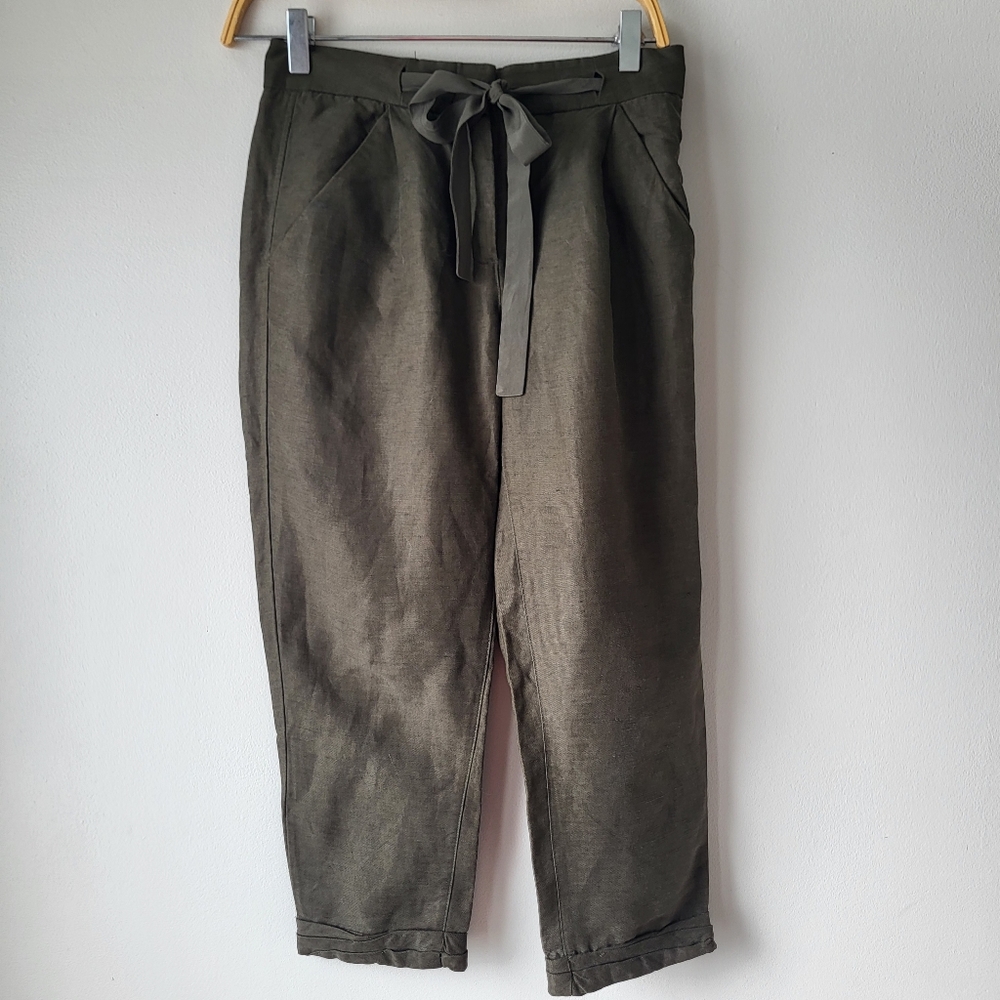 Wilfred Olive Green Linen Blend Classic Staple Feminine Effortless  Chinos